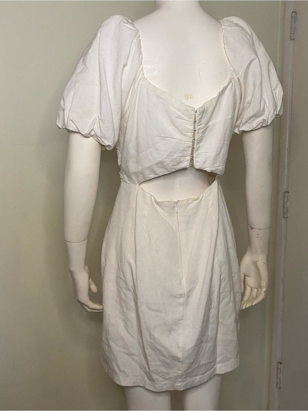 Romantic Cream Puff-Sleeve Square Neck Mini Dress - Picture 2 of 3